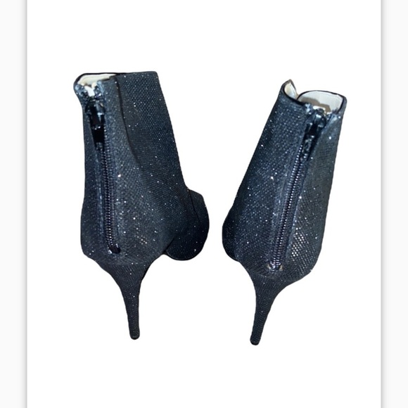 Caparros Women’s Pavlova Black Sparkling Open Toe Zip High Heel Booties. - Picture 2 of 7